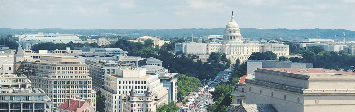 Image of the U.S. Capitol Building in Washington, D.C., taken from a nearby rooftop.