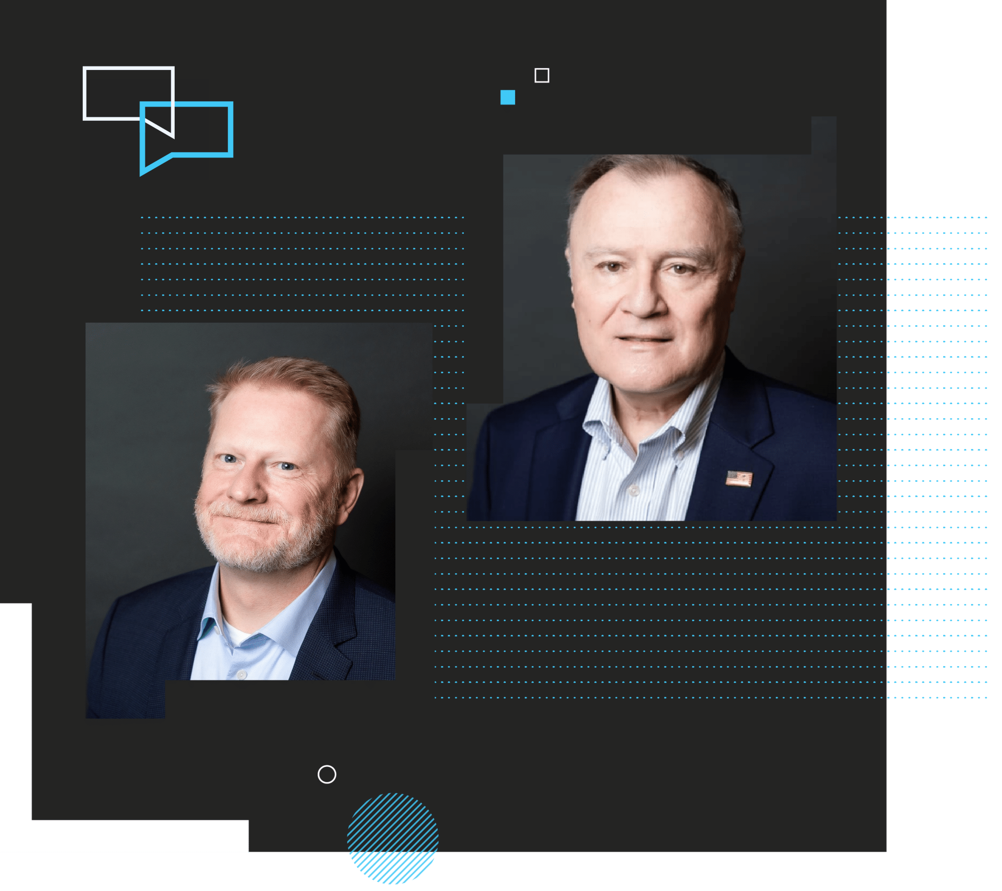 Photos of Chuck Randolph and Fred Burton: hosts of The Connected Intelligence Podcast