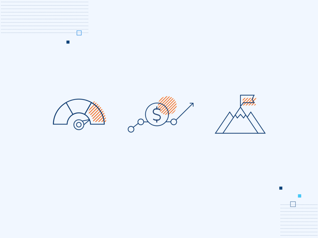 Icons representing security ROI metrics