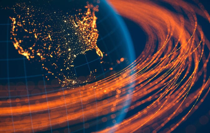 View of the lights of the United States from space