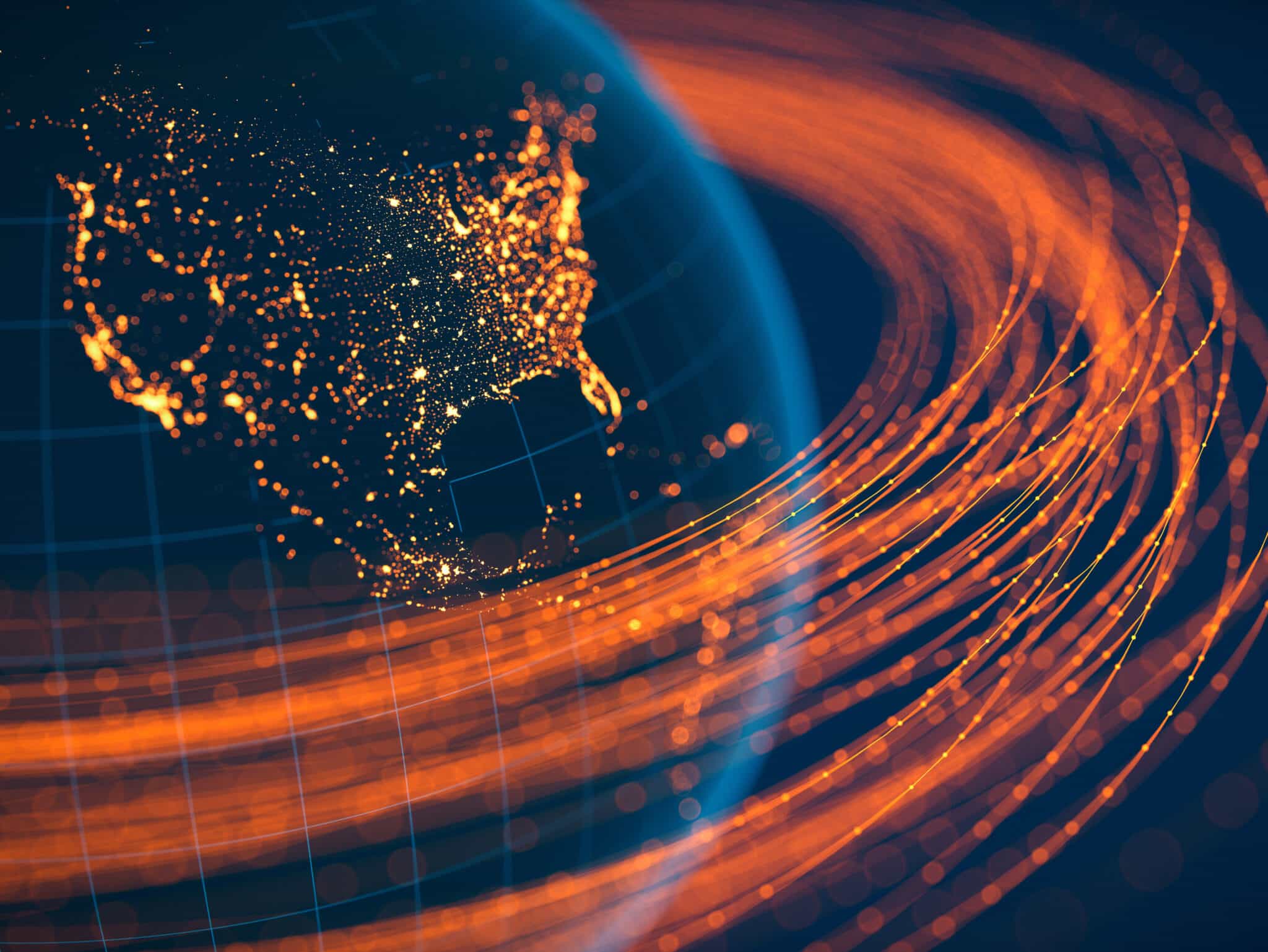 View of the lights of the United States from space